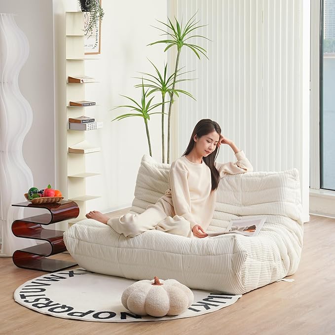 N&V Fireside Loveseat, Mid Century Armless Twin Size Floor Sofa, Soft Premium - Image 4
