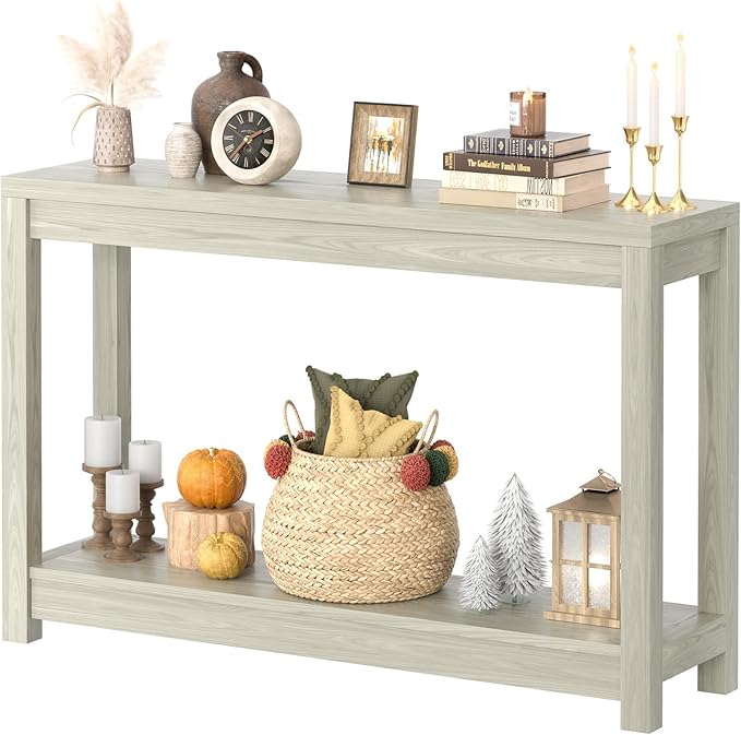 47" Farmhouse Wood Entryway Table Narrow Console Table by Besiost
