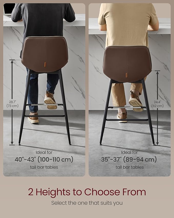 VASAGLE Bar Stools Set of 2, Counter Height Bar Stools - Image 4