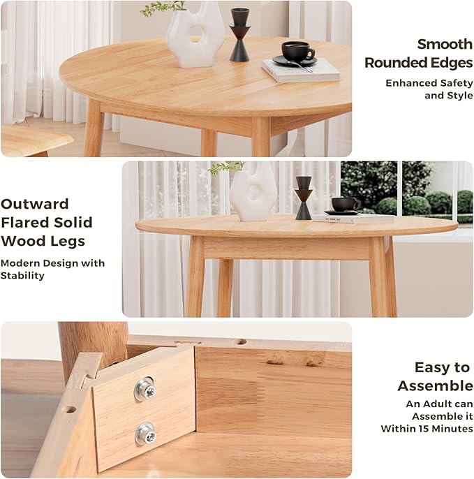 DELAVIN 31.5" Solid Wood Round Dining Table - Image 6