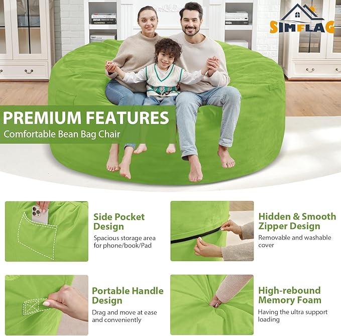 6FT Bean Bag Chair, Large Bean Bag Chairs - Image 4