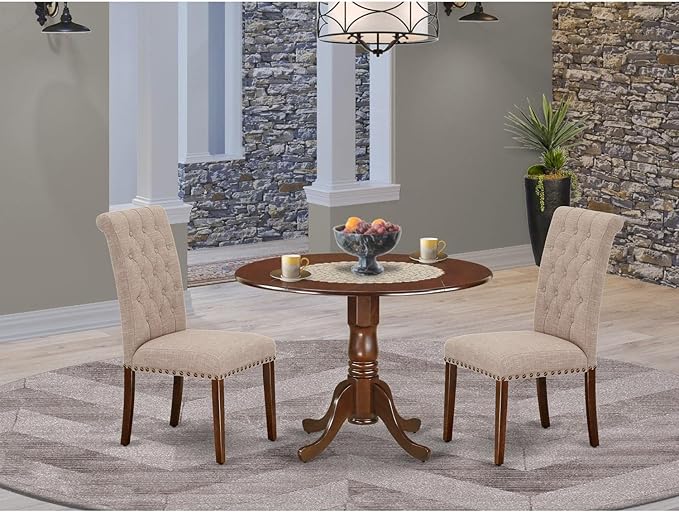 East West Furniture DLBR3-MAH-04 3 Piece Dining Room Furniture Set Contains a - Image 7