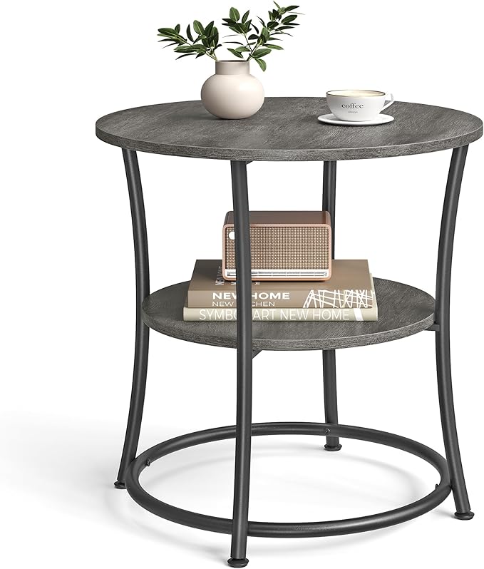 VASAGLE Side Table, 2-Tier Round End Table, Nightstand by VASAGLEbySONGMICSHOME