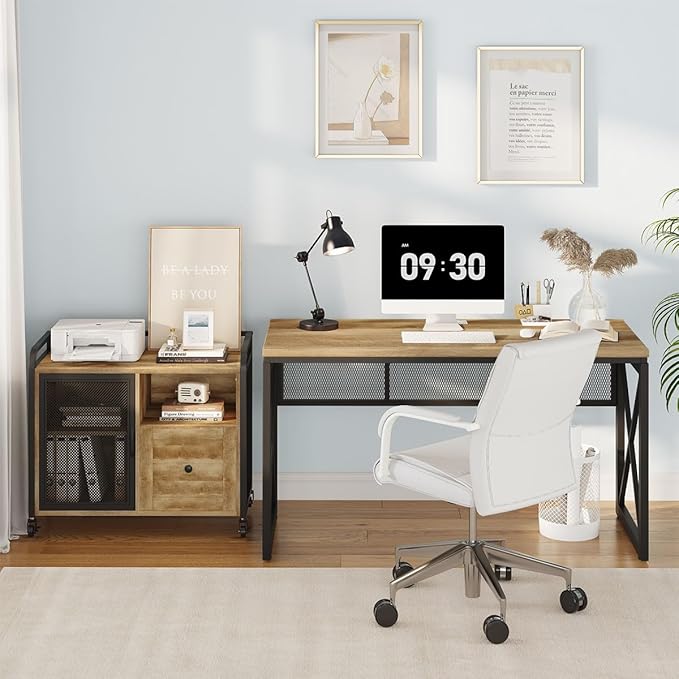 BON AUGURE Farmhouse Computer Desk, Modern Industrial Home Office Desks - Image 6