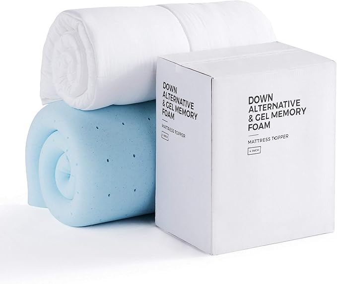 LUCID 4 Inch Down Alternative and Gel Memory Foam Mattress Topper - Image 6