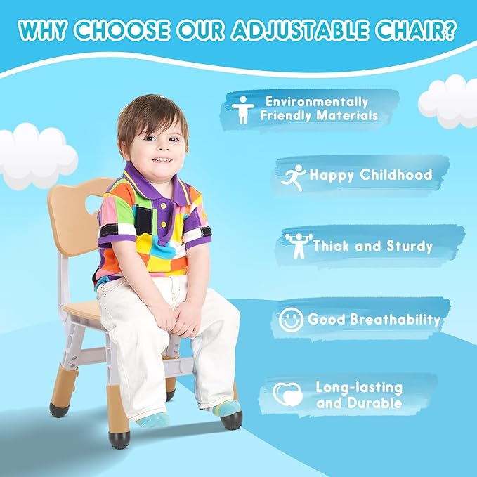 Kids Height Adjustable Toddler Chair Max Load 220LBS Plastic Indoor Outdoor - Image 4