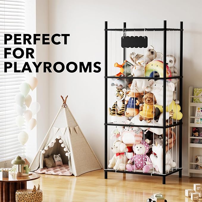 SpaceAid Stuffed Animal Storage Organizer, Wood Animals Zoo Toy Plushies - Image 5