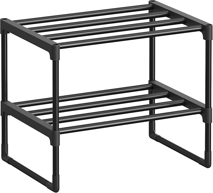SONGMICS Shoe Rack, 2-Tier Shoe Organizer, Metal Storage Shelf, Upright or by SONGMICSbySONGMICSHOME