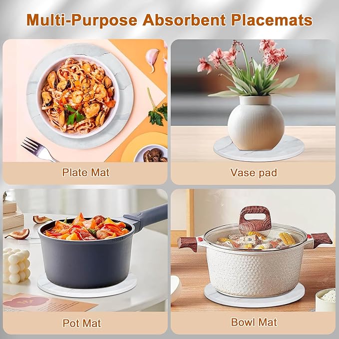 3-Pcs 7'' Ceramic Marble Style Trivet - Image 4