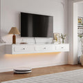 Retro Floating TV Console with 3 Doors, Wall Mounted TV Cabinet, Contemporary by Furninova