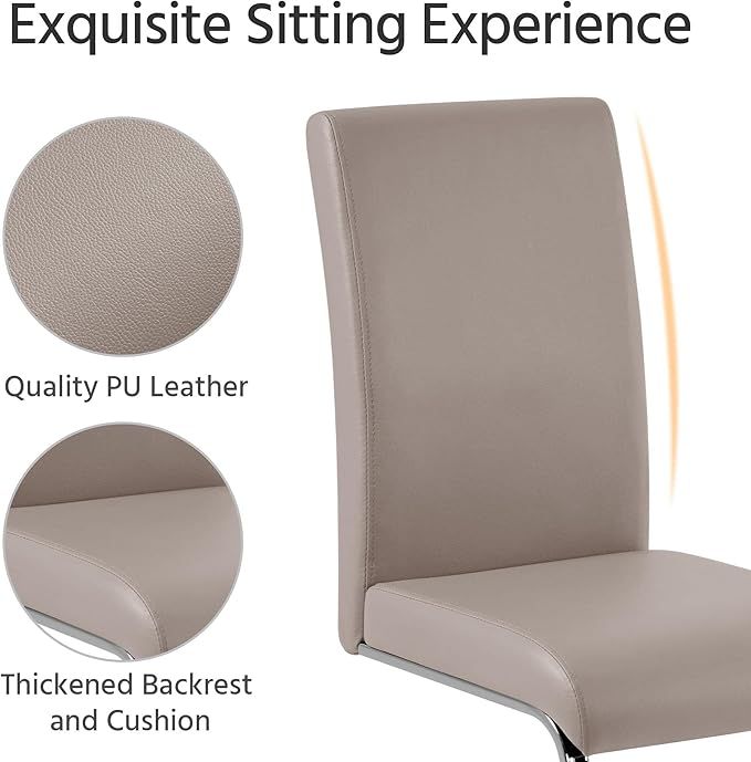 Yaheetech Dining Chairs Set of 6 Modern Faux Leather Upholstered Dining Room - Image 7
