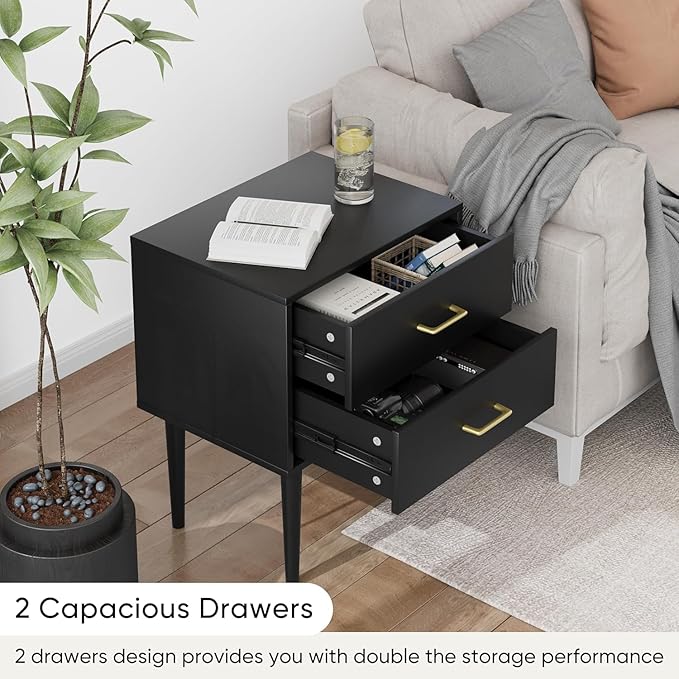 Smart FENDE 26 inch Tall Black Nightstand - Image 6