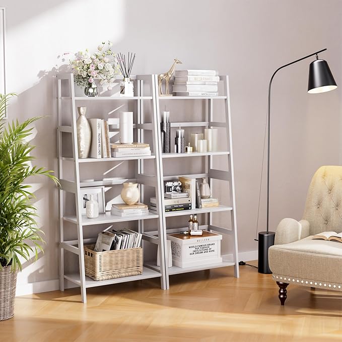HITNET Ladder Shelf, 4 Tier Bookshelf, Floor Standing Bathroom Storage Rack - Image 9