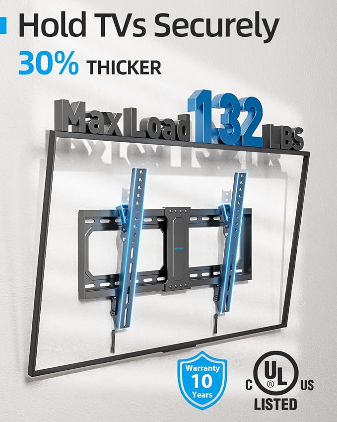 Tilt TV Wall Mount Fits 16-24" Studs, Holds 37-82" TVs up to 132 lbs, Max VESA - Image 2
