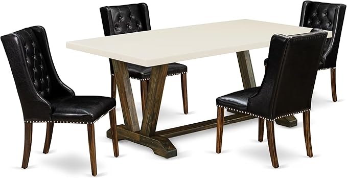 East West Furniture V727FO749-5 5 Piece Dining Set Includes a Rectangle Dining by EastWestFurniture