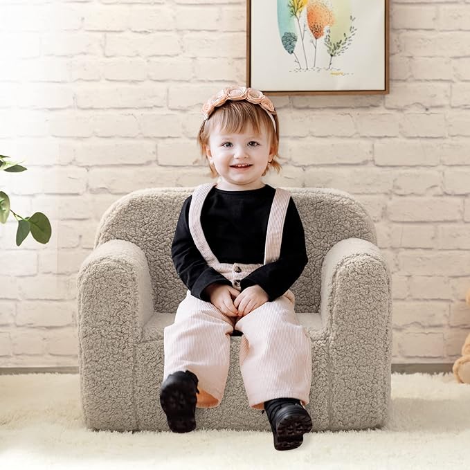 ALIMORDEN Kids Ultra-Soft Snuggle Foam Filled Chair, Toddler Cuddly Sherpa - Image 6