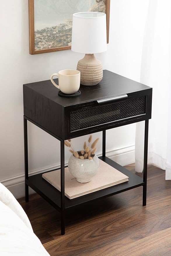 Kate and Laurel Ori Modern Cane Rectangle Side Table, Versatile Rattan Living - Image 2