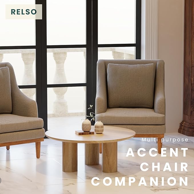 Relso Gaia Round Coffee Table, Natural Mango Wood Coffee Table - Image 3