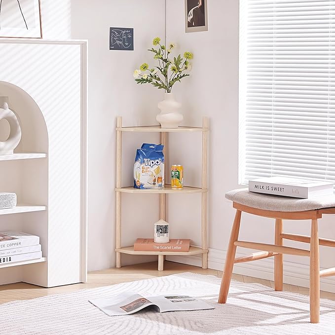 LITA Modern Wood Side Table, Triangular Accent End Table Plant Night Stand - Image 6