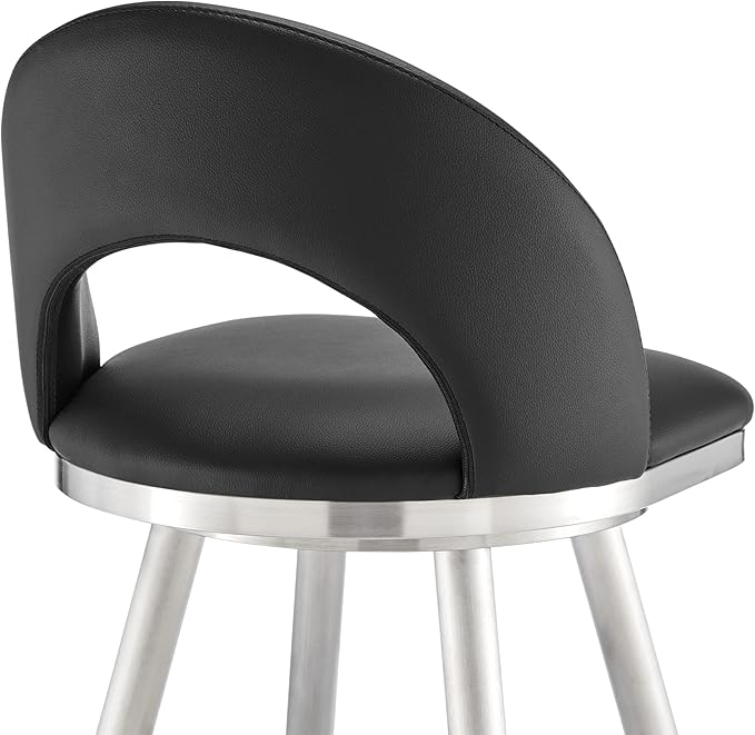 Armen Living Charlotte Swivel Bar Stool in Brushed Stainless Steel - Image 8