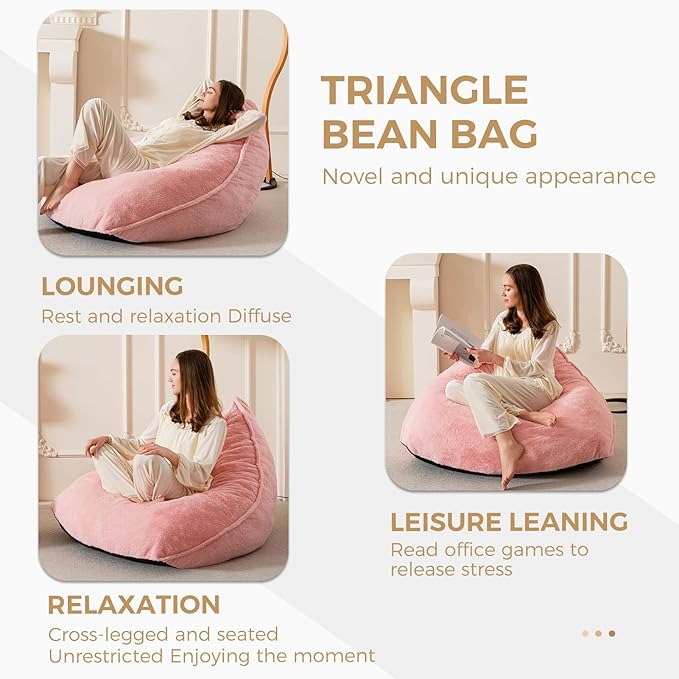 BYBYME Bean Bag Chairs Sherpa Lazy Sofa, Giant Beanbag Chairs - Image 3