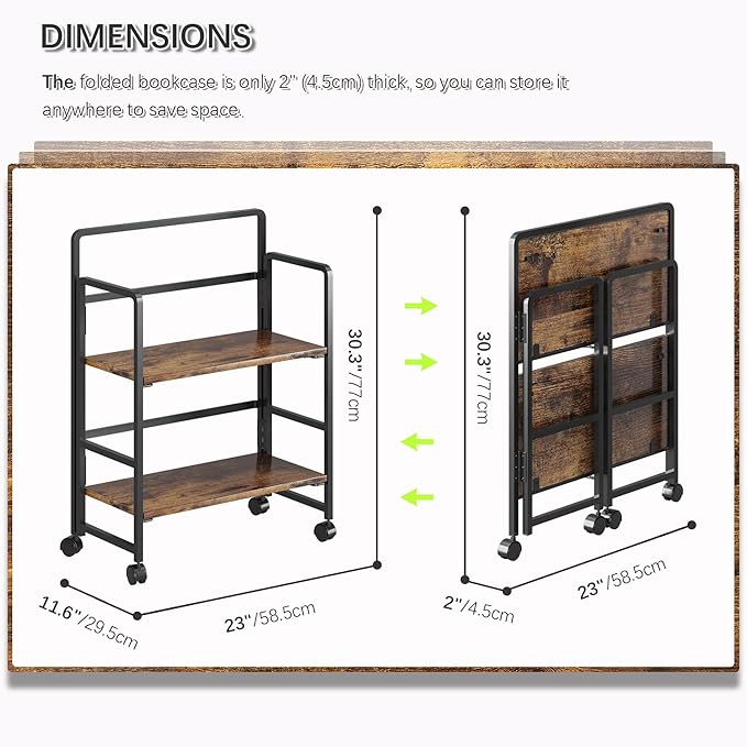 4NM 2 Tiers No-Assembly Folding Bookshelf - Image 2