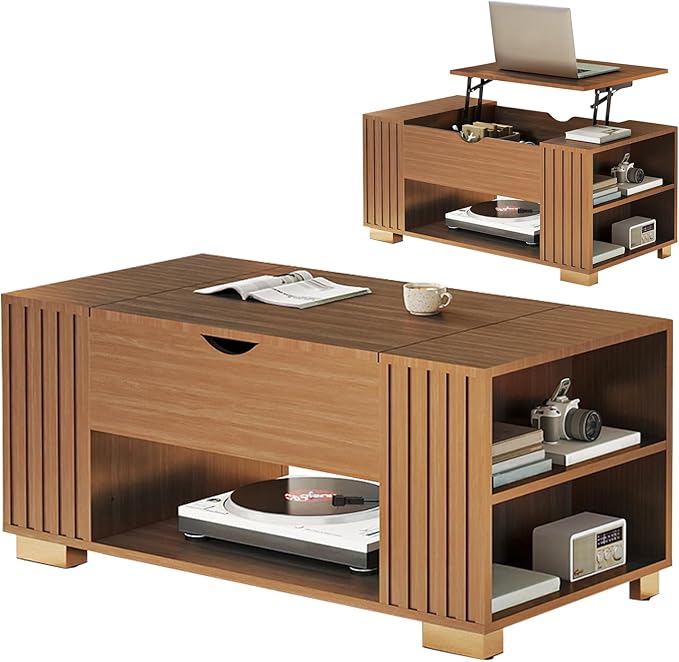 COMHOMA Lift Top Coffee Table for Living Room, Adjustable Wooden Tea Table for by ComHoma
