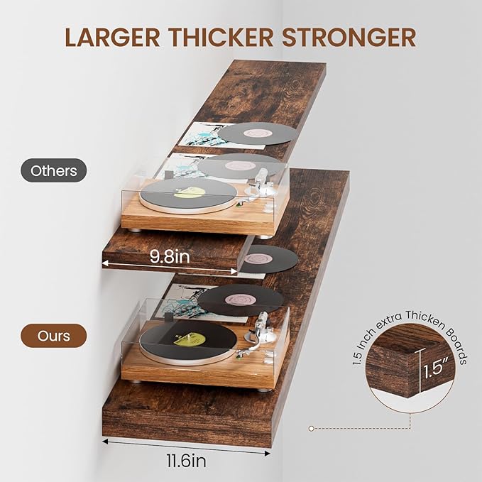 Heimlove 12 Inch Deep Floating Shelves, 55 x 12 inch Extra Long Floating Shelves - Image 3