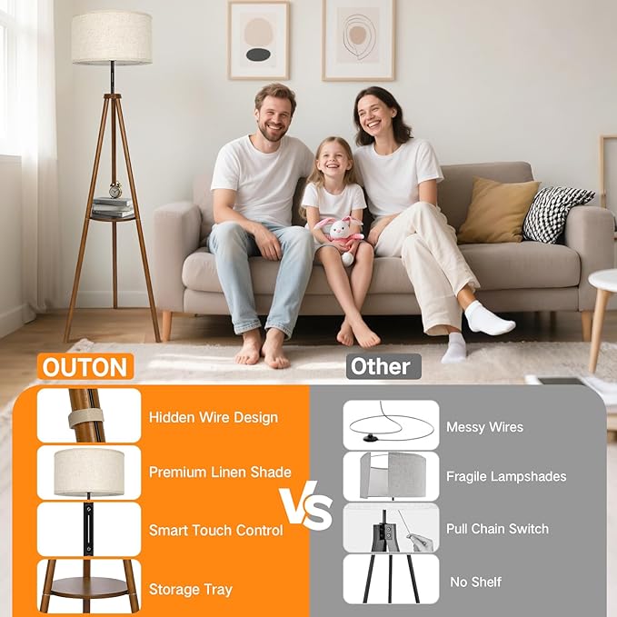OUTON Wood Tripod Floor Lamp - Image 4