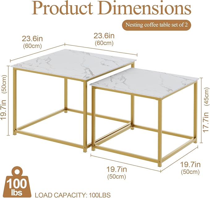 Garden 4 you Coffee Table Set of 2, Modern Engineered Wood Nesting Table - Image 2
