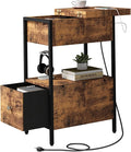 SOOWERY End Table with Charging Station, Narrow Side Table with Flip Top by SOOWERY