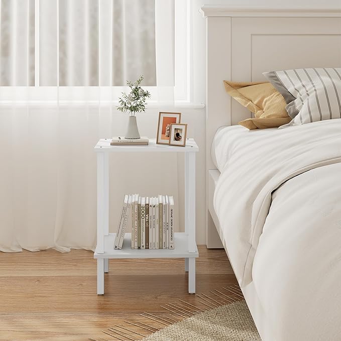 TUTOTAK End Table, Side Table, Nightstand, 2-Tier Storage Shelf, Sofa Side Table - Image 9