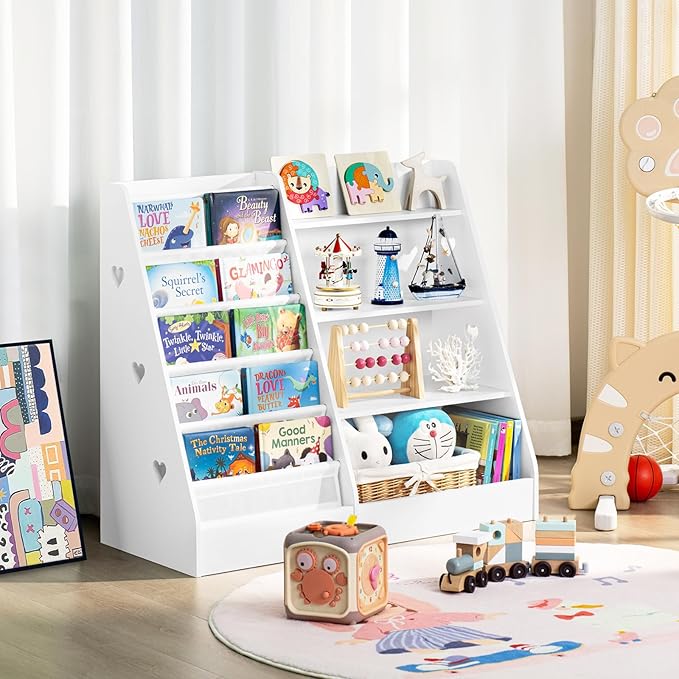 Lerliuo 4 Tier Kids Bookshelf and Storage Organizer, Five Layer Sling Children - Image 2