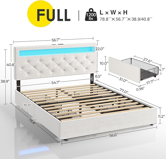 Rolanstar Full Size Bed Frame - Image 3