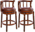 Cow top Leather Wooden Bar Stools, 360 Degree Swivel Bar Height Chair by AULIFE