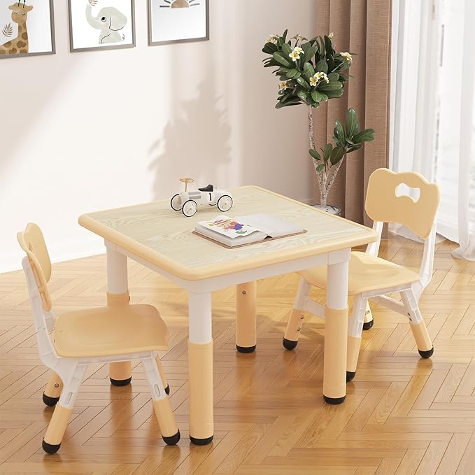 GarveeHome Kids Table and 2 Chairs Set, Height Adjustable Toddler Table and - Image 3