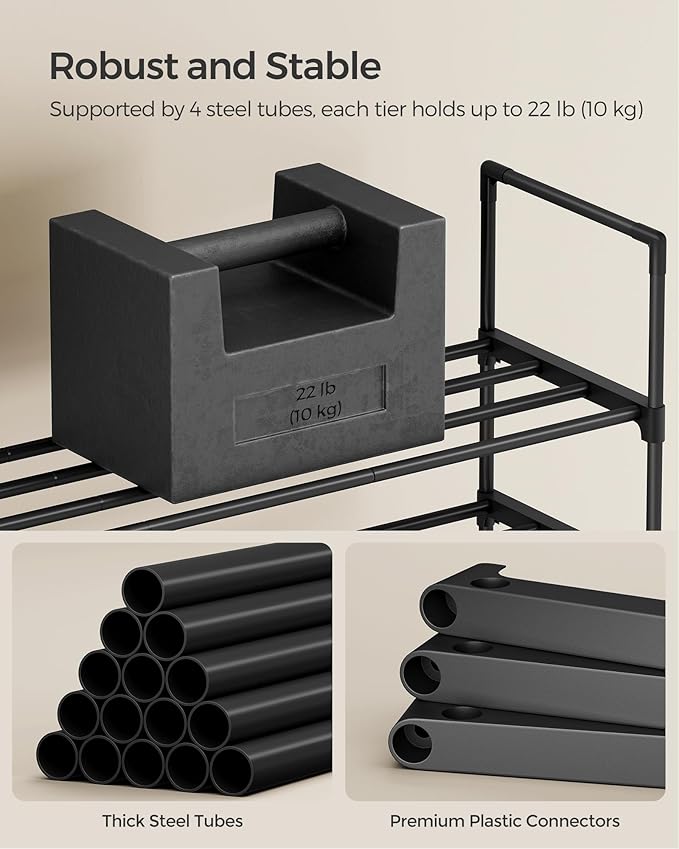 SONGMICS Shoe Rack, 2-Tier Shoe Organizer, Metal Storage Shelf, Upright or - Image 6