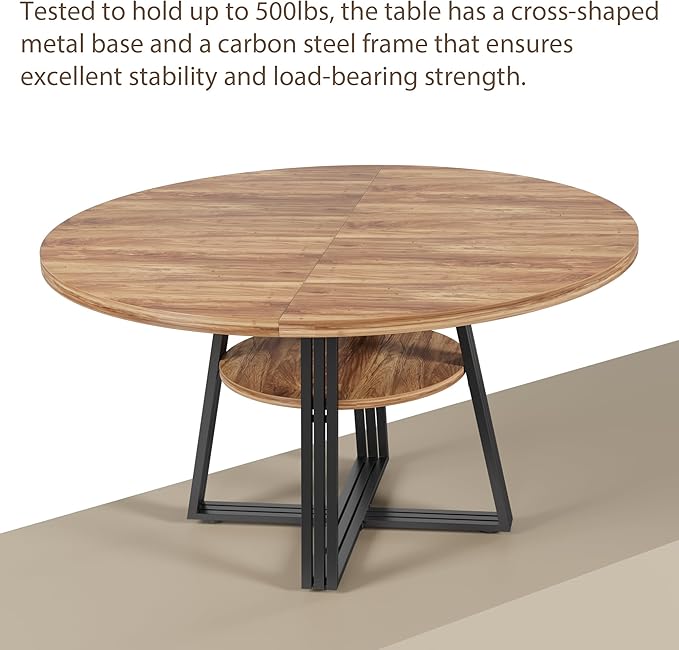 GarveeHome Round Dining Table for 4-6, 47.2" Farmhouse Kitchen Table - Image 7