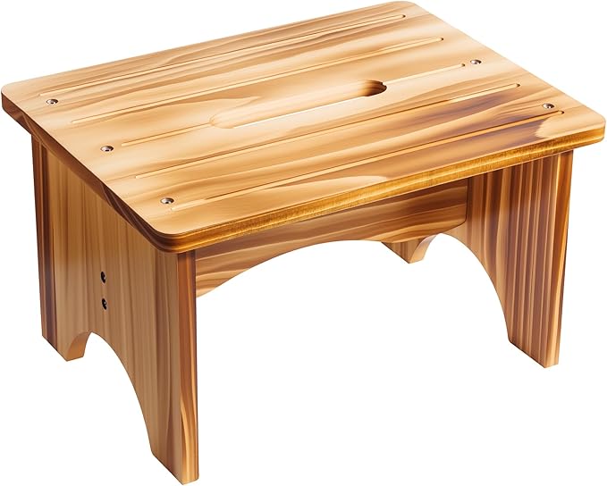 Wooden Step Stool for Adults, Heavy Duty One Step Bedside Stool by Eiwoda