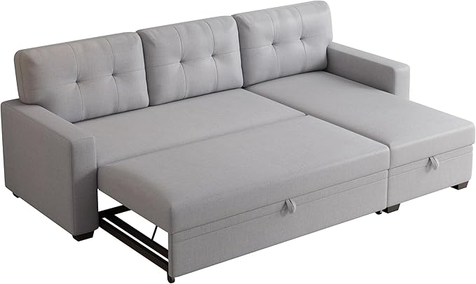 Ball & Cast L-Shape Convertible Sectional Sleeper Sofa Bed 4 in 1 Pull Out Couch - Image 10