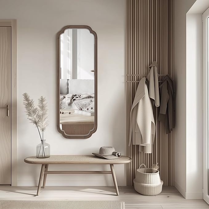 WallBeyond Full Length Mirror Wall Mounted 43"x16", Rustic Wooden Frame Floor - Image 5