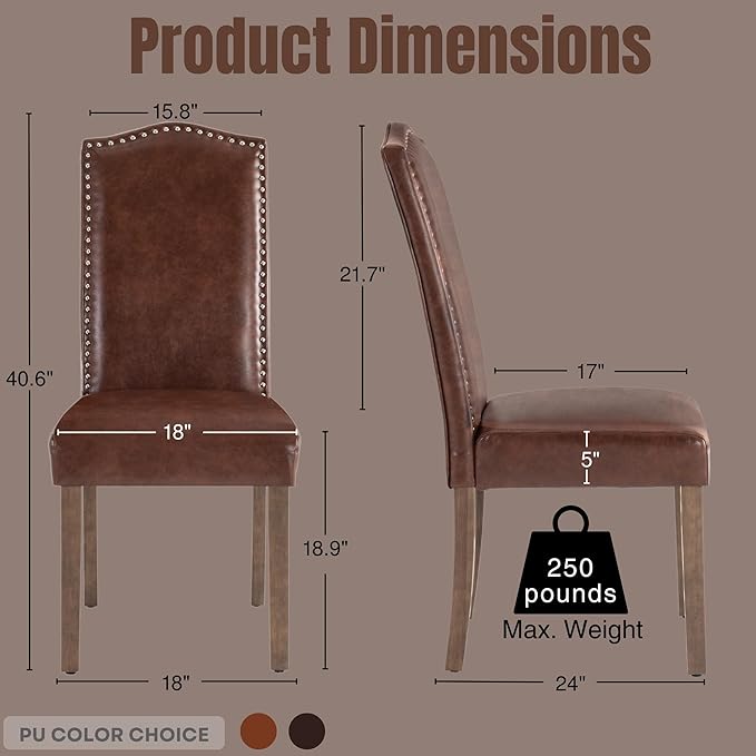 Stylish Upholstered Parsons Dining Chair PU Faux Leather - Image 3