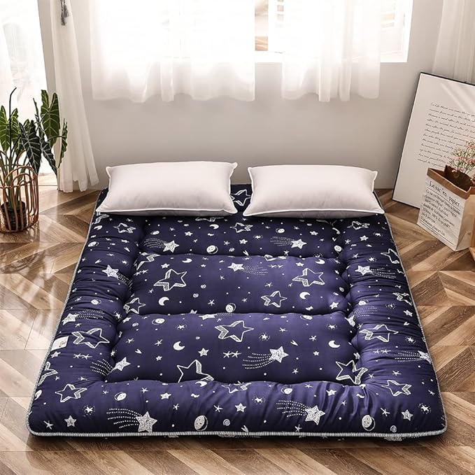 Navy Star Futon Mattress Japanese Floor Mattress Tatami Floor Mat Foldable Bed by MAXYOYO
