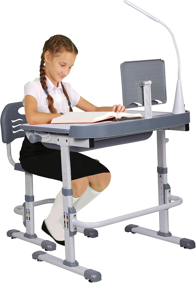 Kids' Desk and Chair Set, Height Adjustable Child's School Study Writing Tables - Image 8