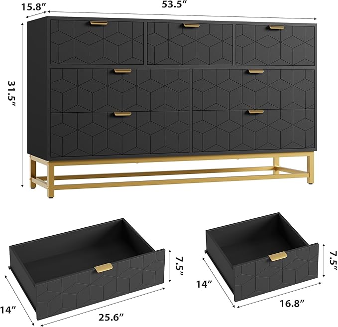 GAOMON Dresser for Bedroom, 53.5" Wide Dresser Organizer, 7 Drawer - Image 2