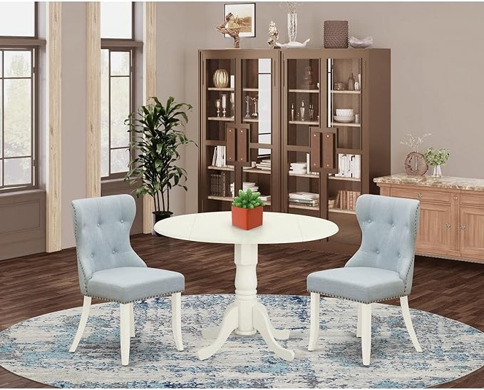East West Furniture DLSI3-WHI-15 3 Piece Dining Room Furniture Set Contains a - Image 6