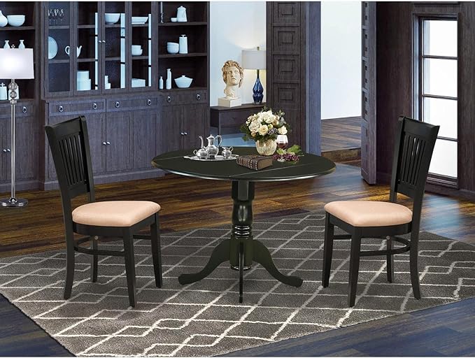East West Furniture DLVA3-BLK-C 3 Piece Kitchen Table Set - Image 6