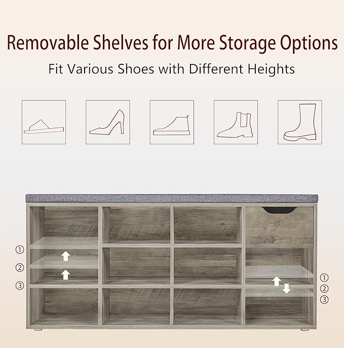 DINZI LVJ Shoe Bench, Entryway Storage Bench - Image 8