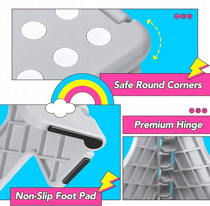 Delxo Folding Step Stool, 11 inch Non-Slip Foldable Stools Up to 300 LBS - Image 3