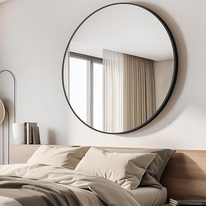 Black Round Mirror, 48 inch Large Circle Mirrors, Oversized Round Bathroom - Image 3